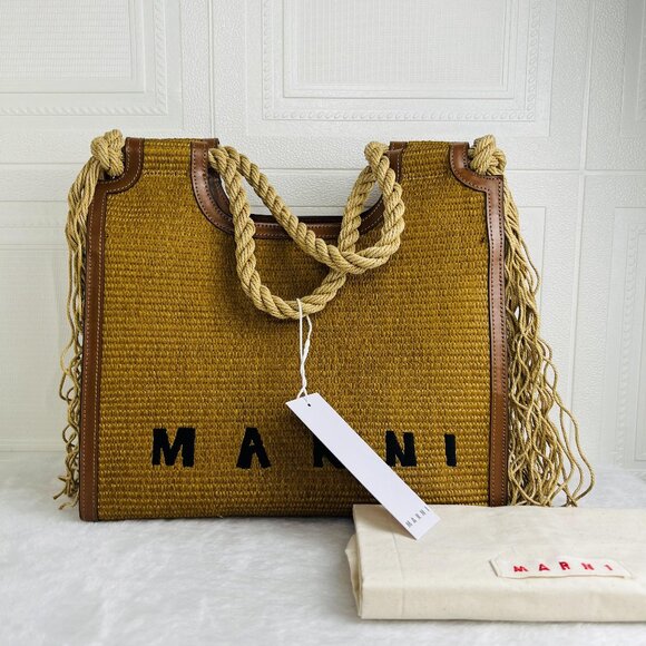 NWT MARNI MARCEL RAFFIA NORTH SOUTH ROPE TOTE - Picture 1 of 12